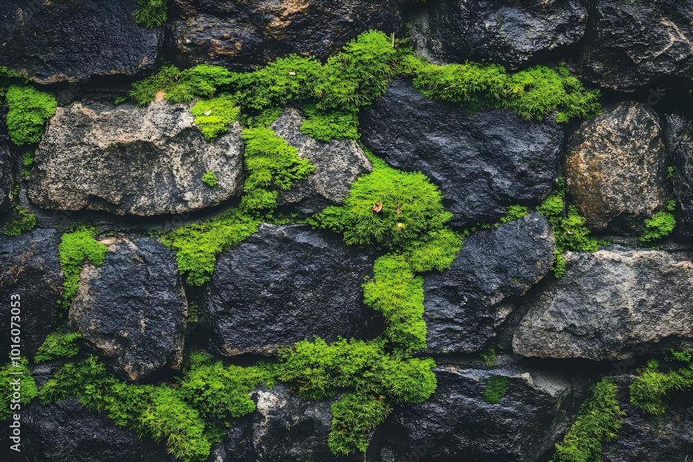 Moss - covered stone texture with vibrant green and earthy tones Moss - covered stone texture with vibrant green and earthy tones