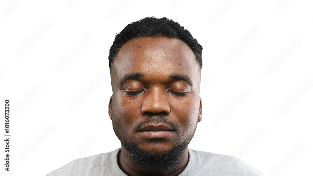 Fototapeta premium Man's face, close-up, on a white background