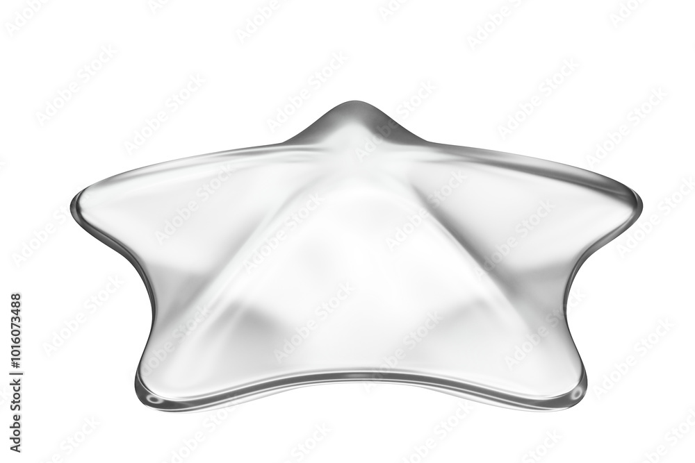 Wavy silver reflective glass star with smooth curves Wavy silver reflective glass star with smooth curves