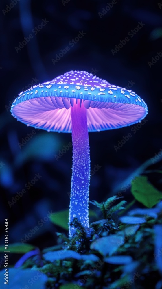 Enchanting luminescent mushroom, ethereal glow, delicate translucent stem, mystical forest ambiance, vibrant colors, captivating nature scene Enchanting luminescent mushroom, ethereal glow, delicate translucent stem, mystical forest ambiance, vibrant colors, captivating nature scene