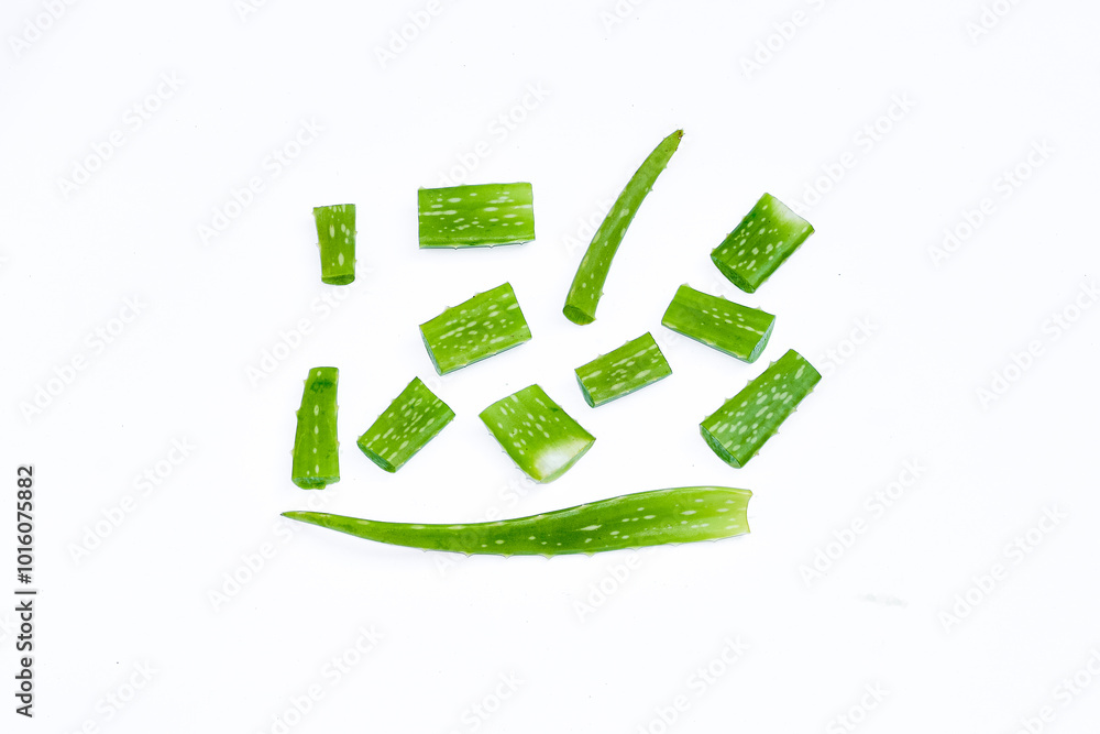 Fototapeta premium Aloe vera isolated on white background. Aloe vera is a basic ingredient in cosmetics and traditional herbal medicine