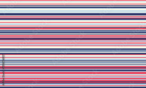 Geometric stripes seamless vector pattern with horizontal lines in varied colours, creating an abstract background. Ideal for textile design, wallpaper, or graphic prints.