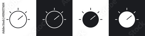 Knob vector icon set in black and white