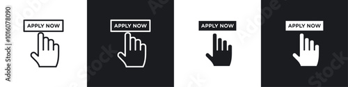 Apply vector icon set in black and white