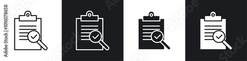 Inspection vector icon set in black and white