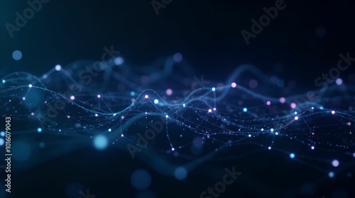 Visualization of neural networks with interconnected nodes and flowing data lines. Ideal for AI-themed projects, technical videos and presentations