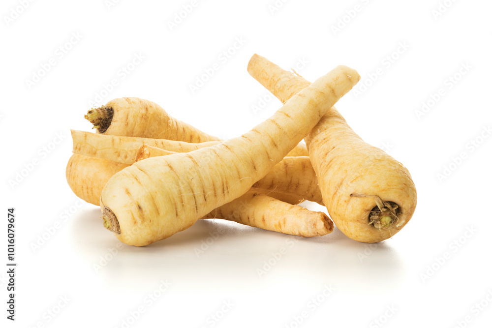 Fototapeta premium Parsnips roots isolated on white background