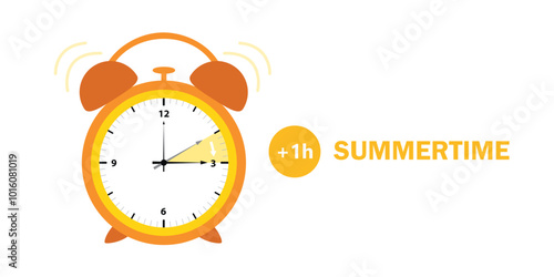 ringing alarm clock switch to summer time vector illustration