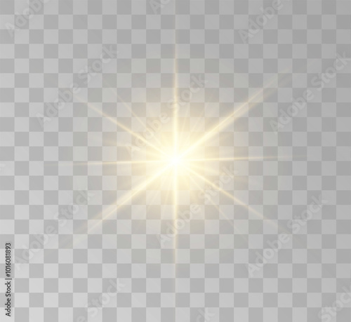 Transparent yellow sunlight special lens flash light effect. Front solar flare lenses	