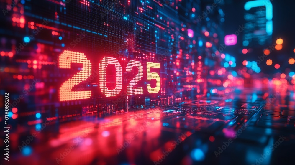 Neon digital finance icons in a vibrant 2025 urban setting Neon digital finance icons in a vibrant 2025 urban setting