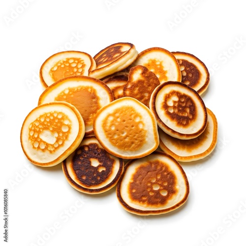 mini pancakes on white background