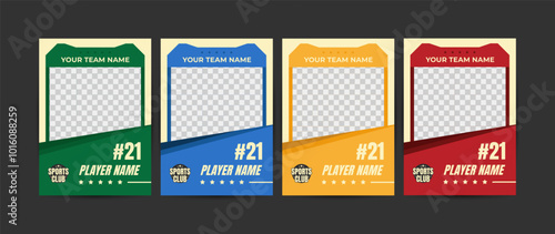 Set of trading frames for game sports card template, Sports player cards with a place photo