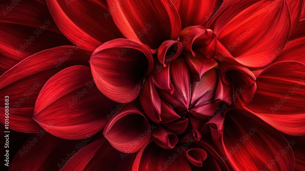 A macro shot of a red dahlia flower, capturing intricate petal textures and vibrant hues in natural light. A macro shot of a red dahlia flower, capturing intricate petal textures and vibrant hues in natural light.