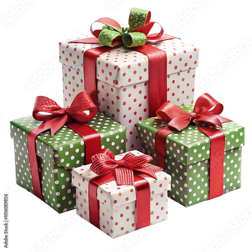 Christmas gift boxes isolated on transparent backgroundPNG photo