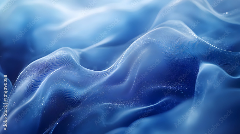 Abstract Blue Wavy Background with Glowing Particles Abstract Blue Wavy Background with Glowing Particles