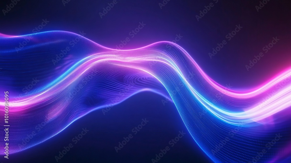Fototapeta premium Minimalist abstract 4k wallpaper featuring simple neon lines in electric blue and purple, creating a modern and sleek visual design ideal for digital backgrounds, tech-themed graphics, and contemporar