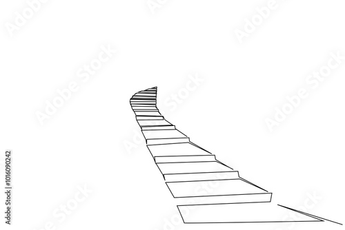 stairs step by step up target future one line art design vector