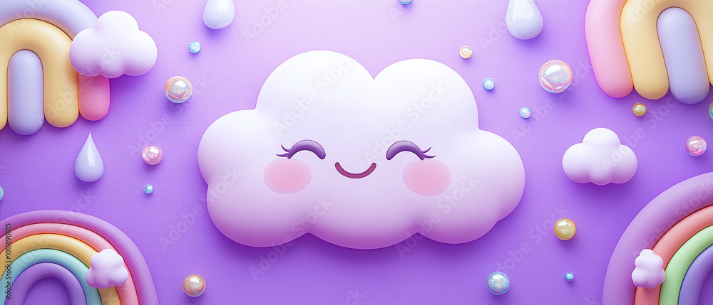 Smiling Cloud with Rainbows and Beads. Smiling Cloud with Rainbows and Beads.