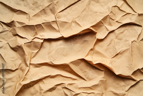 Wallpaper Mural Crumpled brown paper texture with irregular folds and creases, suitable for background or overlay use in design projects. Torontodigital.ca