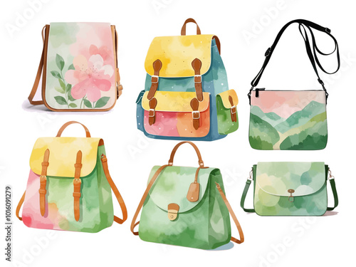 Bag cream watercolor hand drawn vector drawing painting