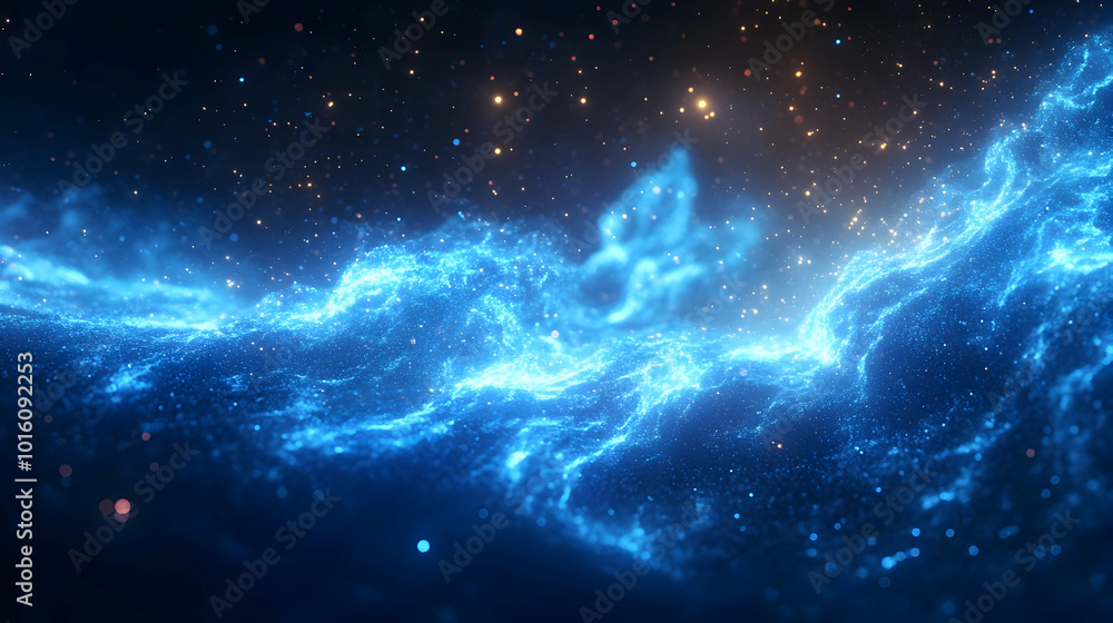 Fototapeta premium Abstract 3D Background with Glowing Blue and Orange Particles