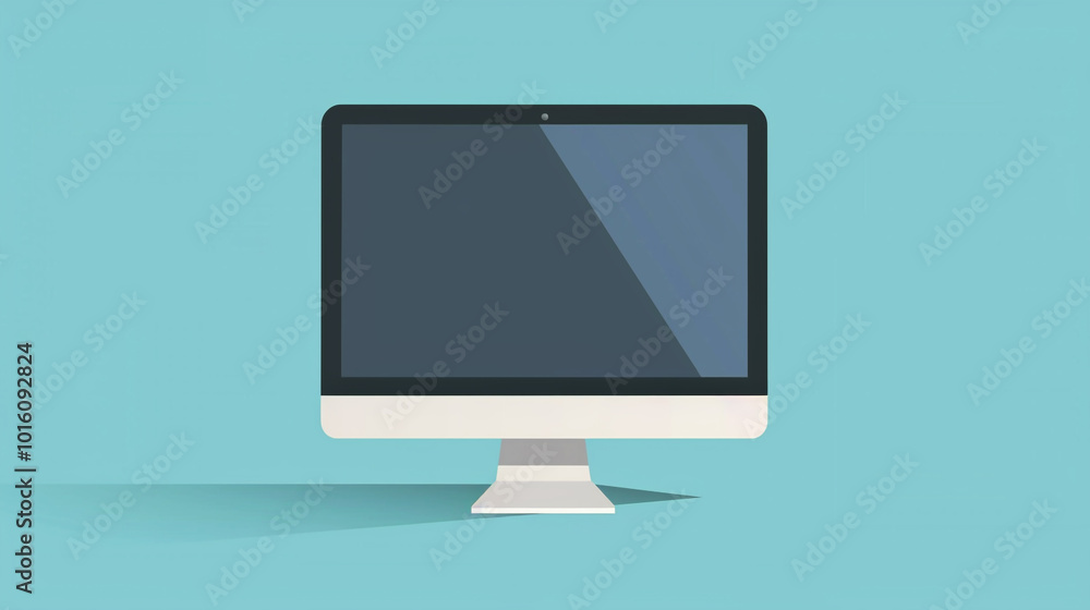 A stylish workspace featuring a computer on a desk and a pleasant color scheme. A stylish workspace featuring a computer on a desk and a pleasant color scheme.