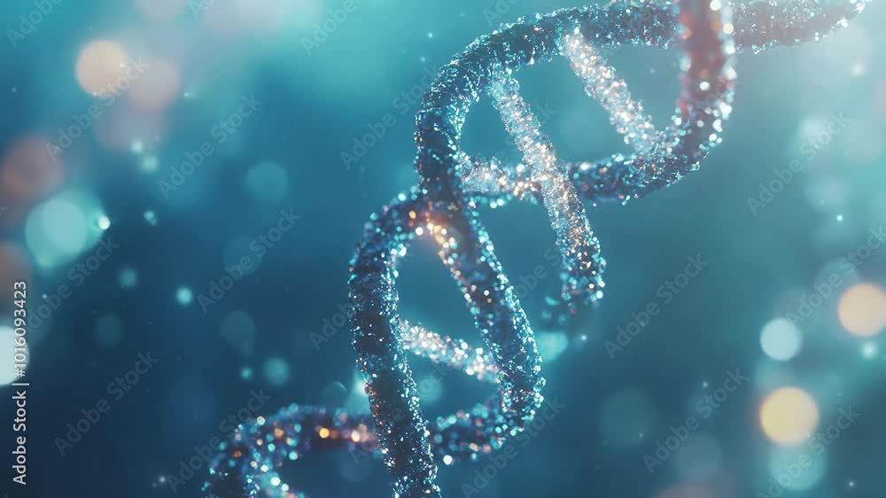 A microscopic view of a double helix DNA structure against a science background. Symbolizing genetics and biological research. DNA Abstract Background. Medical Science. DNA structure. DNA strands A microscopic view of a double helix DNA structure against a science background. Symbolizing genetics and biological research. DNA Abstract Background. Medical Science. DNA structure. DNA strands