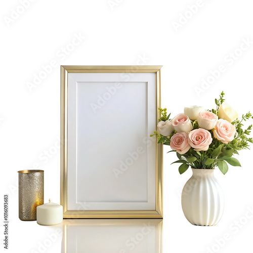 Interior luxury decor frame mock-up for photo on transparent backgroundPNG photo