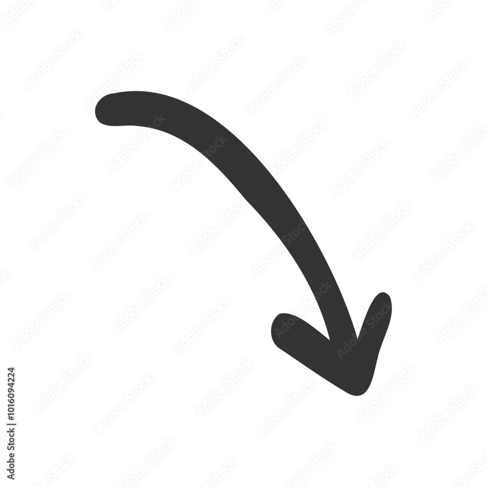 手描きのモノクロ下降アイコン 手描きのモノクロ下降アイコン