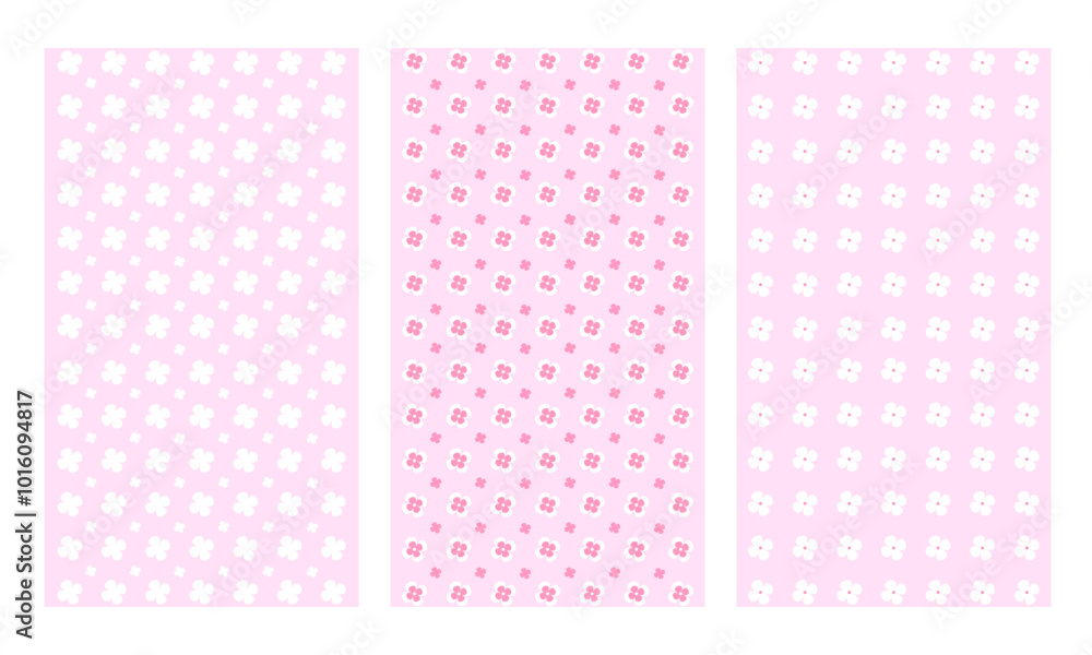 Set of pink backgrounds in retro, old style. Vector illustration, wallpaper, paper, cover, vertical. Flower, blossom, pattern. Transparent background. Set of pink backgrounds in retro, old style. Vector illustration, wallpaper, paper, cover, vertical. Flower, blossom, pattern. Transparent background.