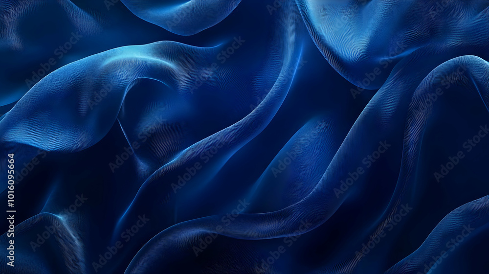 Fototapeta premium Abstract Blue Fabric Waves - 3D Illustration