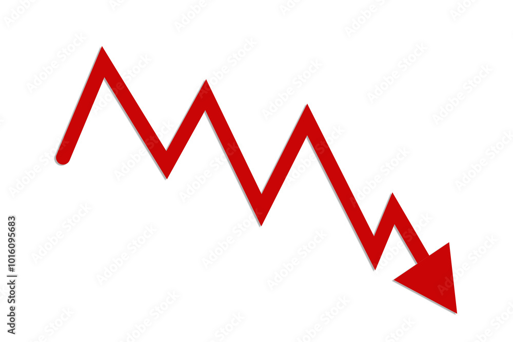 PNG image of Down Arrow graph in Red color with shadow. PNG image of Down Arrow graph in Red color with shadow.