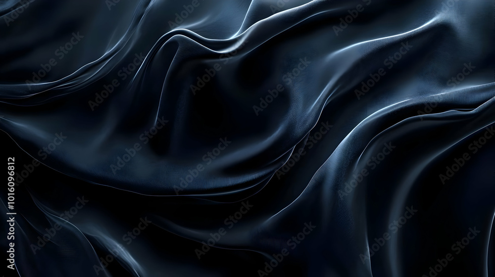 Abstract Dark Blue Fabric Drape 3D Render