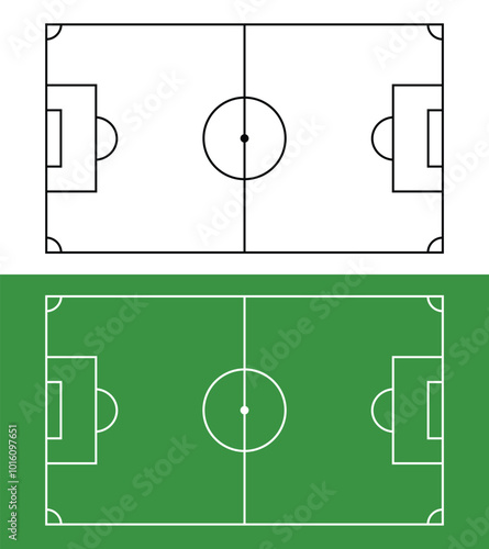 Football Field Line Vector. Football field or soccer field background. Vector green court for create game.
