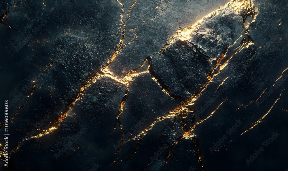 Detailed shot of a rough stone with metallic mineral streaks, Generative AI Detailed shot of a rough stone with metallic mineral streaks, Generative AI