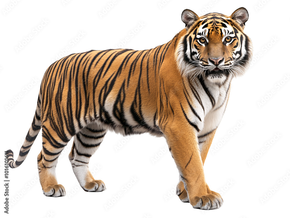 a tiger standing on a white background a tiger standing on a white background