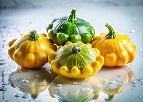 Stylish Pattypans Isolated on White Background - Fresh Culinary Ingredients for Healthy Cooking photo