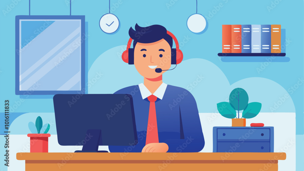 Customer service at office vector illustration Customer service at office vector illustration