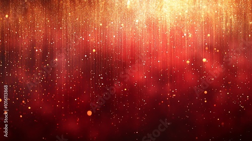 Abstract red and gold background with shimmering lights and blurred effect.