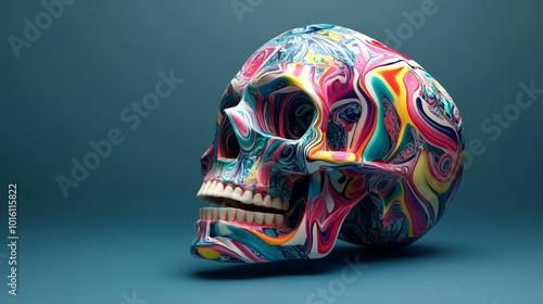 Colorful Abstract Skull 3D Render