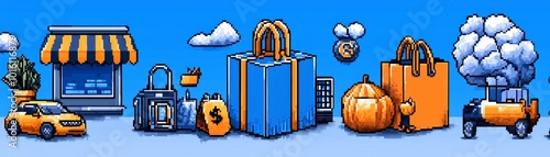 Colorful 8-Bit Black Friday Design Illustration