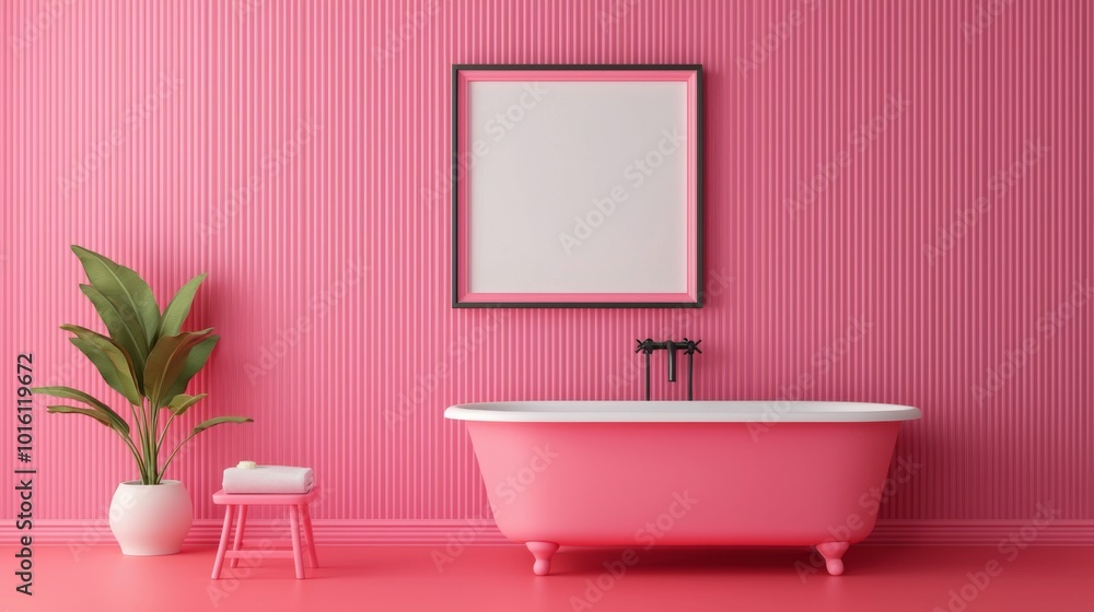 Colorful Children's Bathroom with Bath and Stool Colorful Children's Bathroom with Bath and Stool