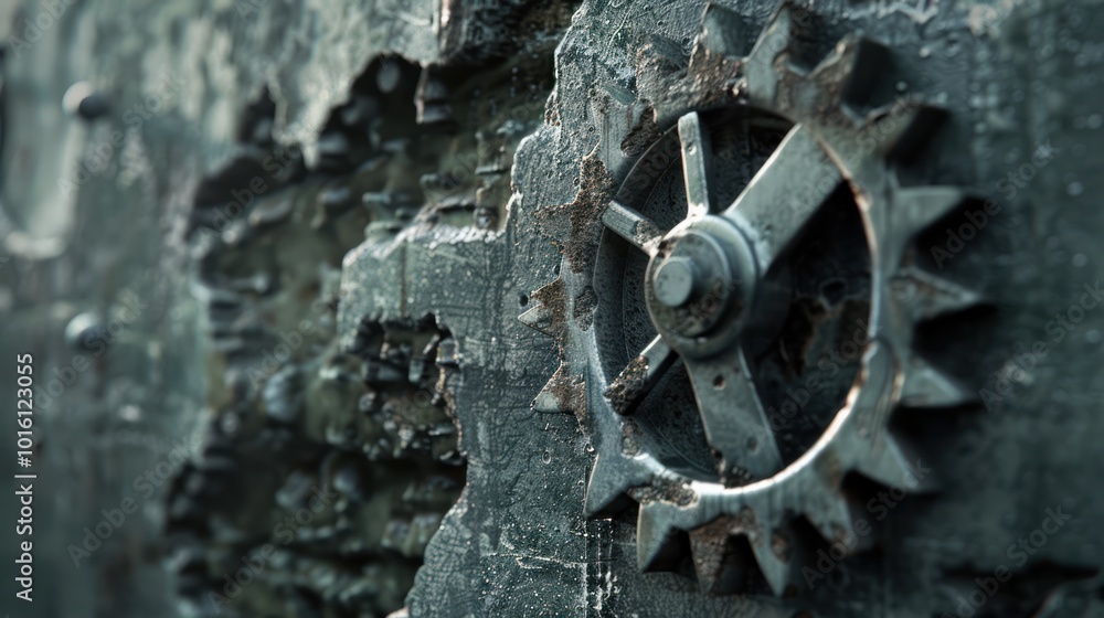 Close-up of a Rusty Cogwheel on a Weathered Metal Surface Close-up of a Rusty Cogwheel on a Weathered Metal Surface