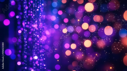 Purple lights wallpaper with dark background, vivid and colorful abstract design featuring glowing purple light trails, perfect for modern digital art, creative backdrops, and vibrant space-themed aes photo