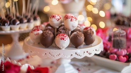 Delicious Chocolate and White Cake Pops on Display