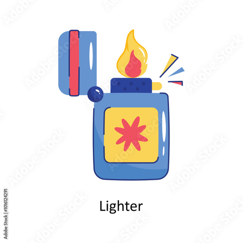 Lighter doodle vector outline Sticker. EPS 10 file