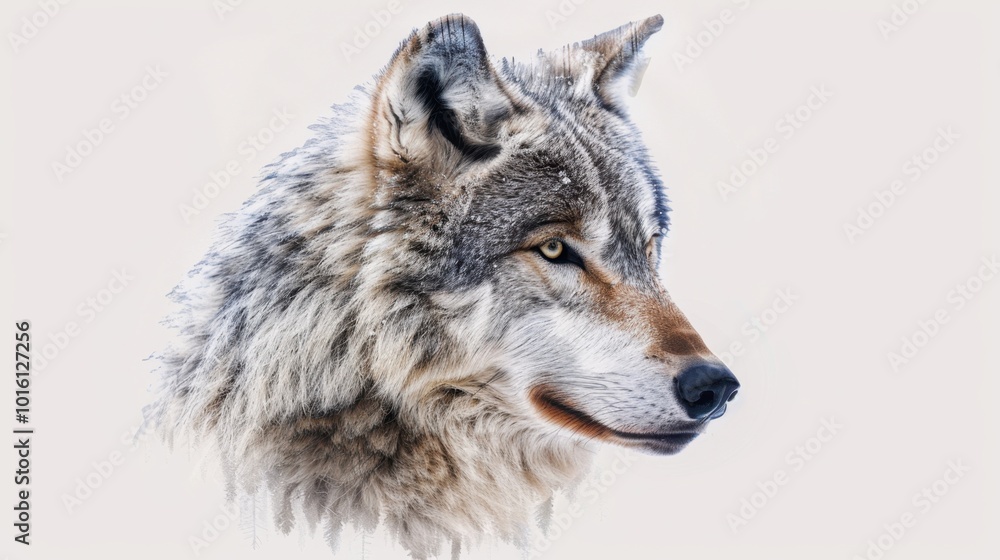 Realistic Wolf Portrait on a Light Background Realistic Wolf Portrait on a Light Background