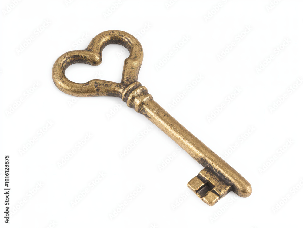 Ornate heart-shaped key with delicate engraving for romantic concepts and design Ornate heart-shaped key with delicate engraving for romantic concepts and design
