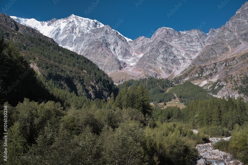 Landscape in the mountains Alps and Monte Rosa peak Landscape in the mountains Alps and Monte Rosa peak