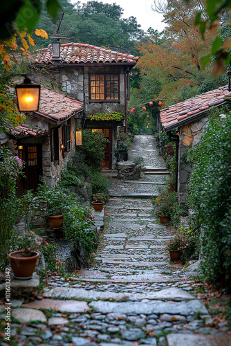 old stone house in a village